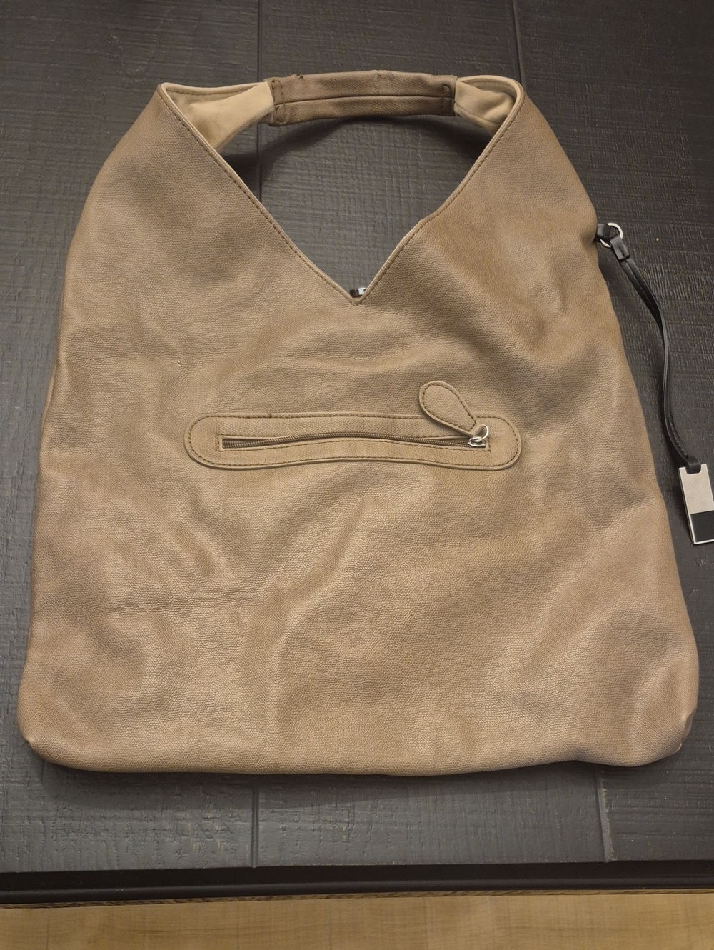 Women's Shoulder Hobo Bag in Taupe Leather